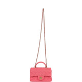 Chanel Mini Rectangular Flap with Top Handle Hot Pink Caviar Antique Gold Hardware