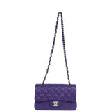 Chanel Mini Rectangular Flap Dark Purple Lambskin Silver Hardware