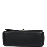 Chanel Mini Rectangular Flap with Top Handle Black Lambskin Light Gold Hardware
