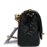 Chanel Mini Square Pearl Crush Flap Bag Black Lambskin Antique Gold Hardware