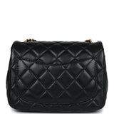 Chanel Mini Square Pearl Crush Flap Bag Black Lambskin Antique Gold Hardware
