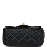 Chanel Mini Square Pearl Crush Flap Bag Black Lambskin Antique Gold Hardware