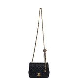 Chanel Mini Square Pearl Crush Flap Bag Black Lambskin Antique Gold Hardware
