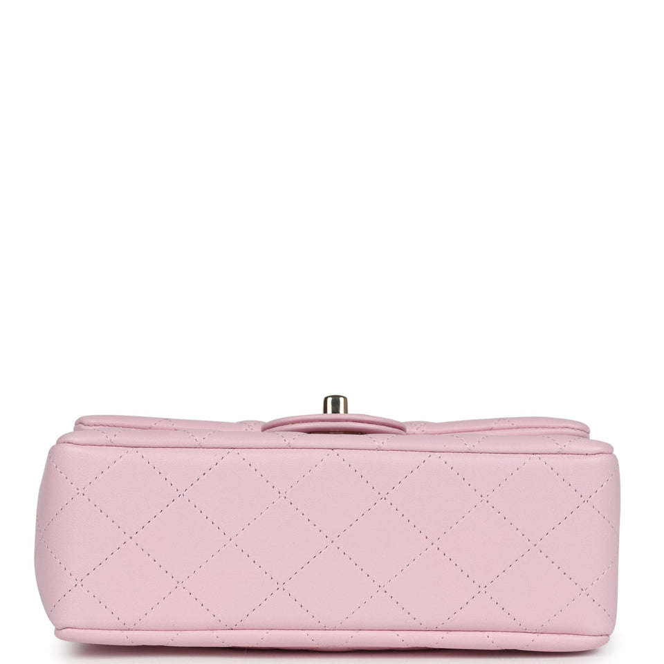 Chanel Mini Rectangular Flap Light Pink Lambskin Light Gold Hardware