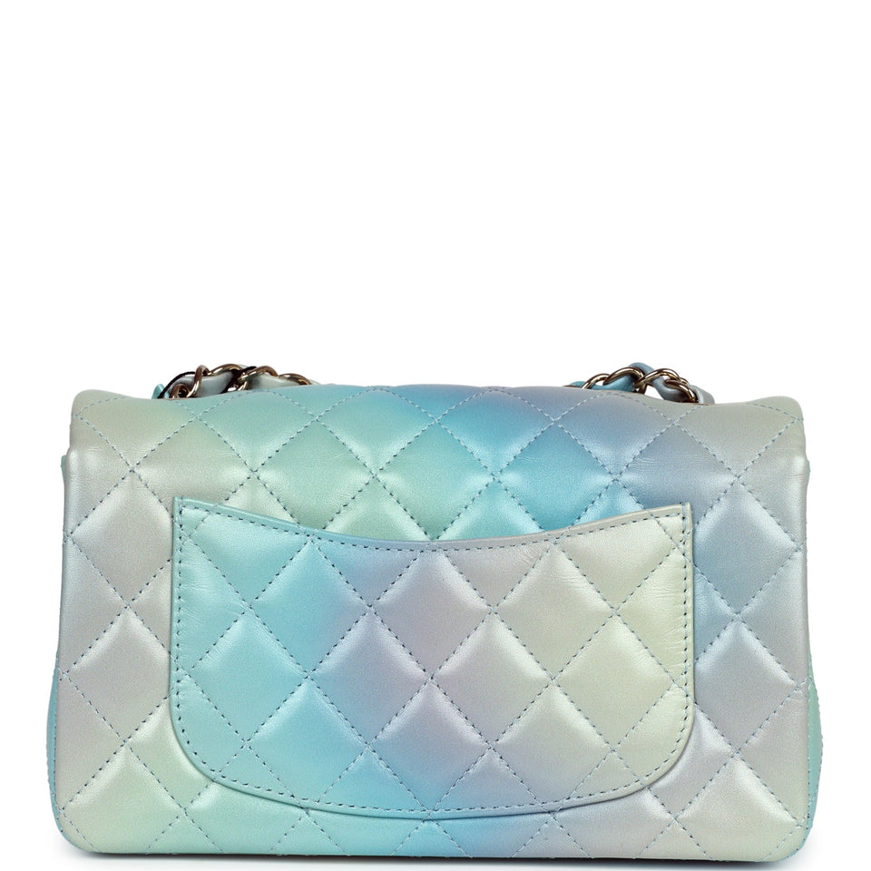 Chanel Mini Rectangular Flap Bag Iridescent Ombre Lambskin Light Gold Hardware