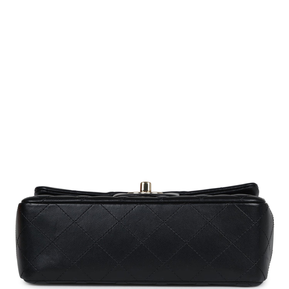 Chanel Mini Rectangular Flap Black Lambskin Light Gold Hardware