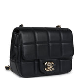 Chanel Monaco Mini Square Flap Bag Black Lambskin Light Gold Hardware