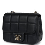 Chanel Monaco Mini Square Flap Bag Black Lambskin Light Gold Hardware
