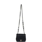 Chanel Monaco Mini Square Flap Bag Black Lambskin Light Gold Hardware