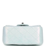 Chanel Mini Classic Square Flap Bag Blue Iridescent Calfskin Silver Hardware