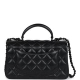 Chanel Mini Rectangular Top Handle Flap Bag So Black Lambskin Black Hardware