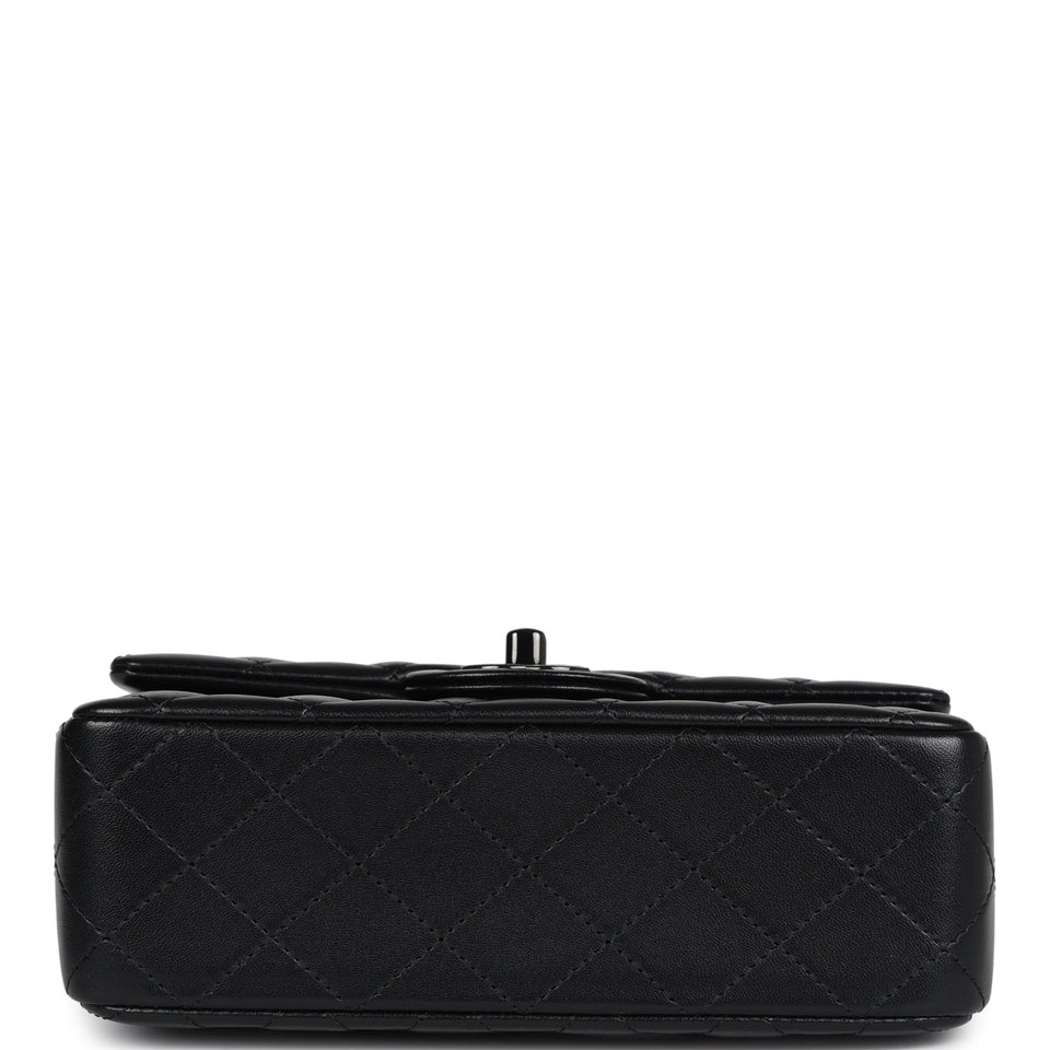 Chanel Mini Rectangular Top Handle Flap Bag So Black Lambskin Black Hardware