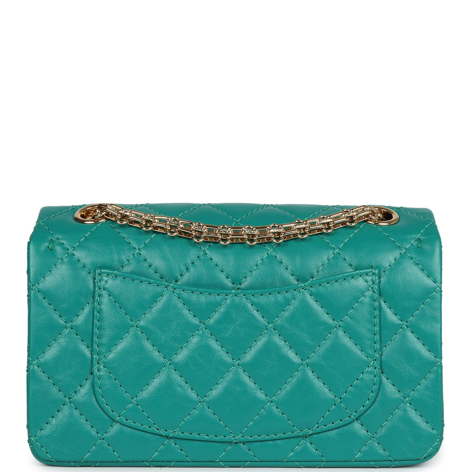 Chanel Mini Reissue 224 2.55 Flap Green Aged Calfskin Antique Gold Hardware