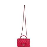 Chanel Mini Top Handle Rectangular Flap Bag Fuchsia Lambskin Light Gold Hardware