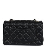 Chanel Mini Classic Rectangular Flap Bag Black Lambskin Light Gold Hardware
