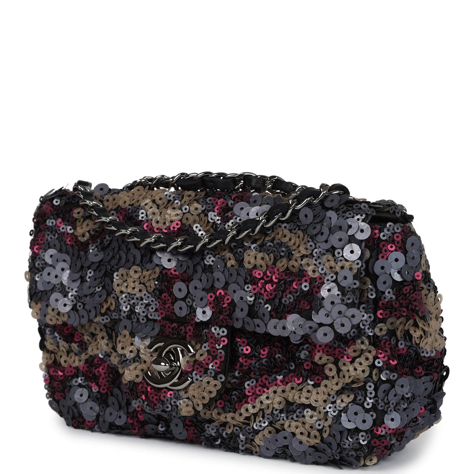 Chanel Limited Edition Extra Mini Flap Bag Multicolor Sequin Ruthenium Hardware