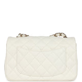 Chanel Mini Rectangular Flap Bag White Lambskin Light Gold Hardware