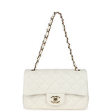 Chanel Mini Rectangular Flap Bag White Lambskin Light Gold Hardware
