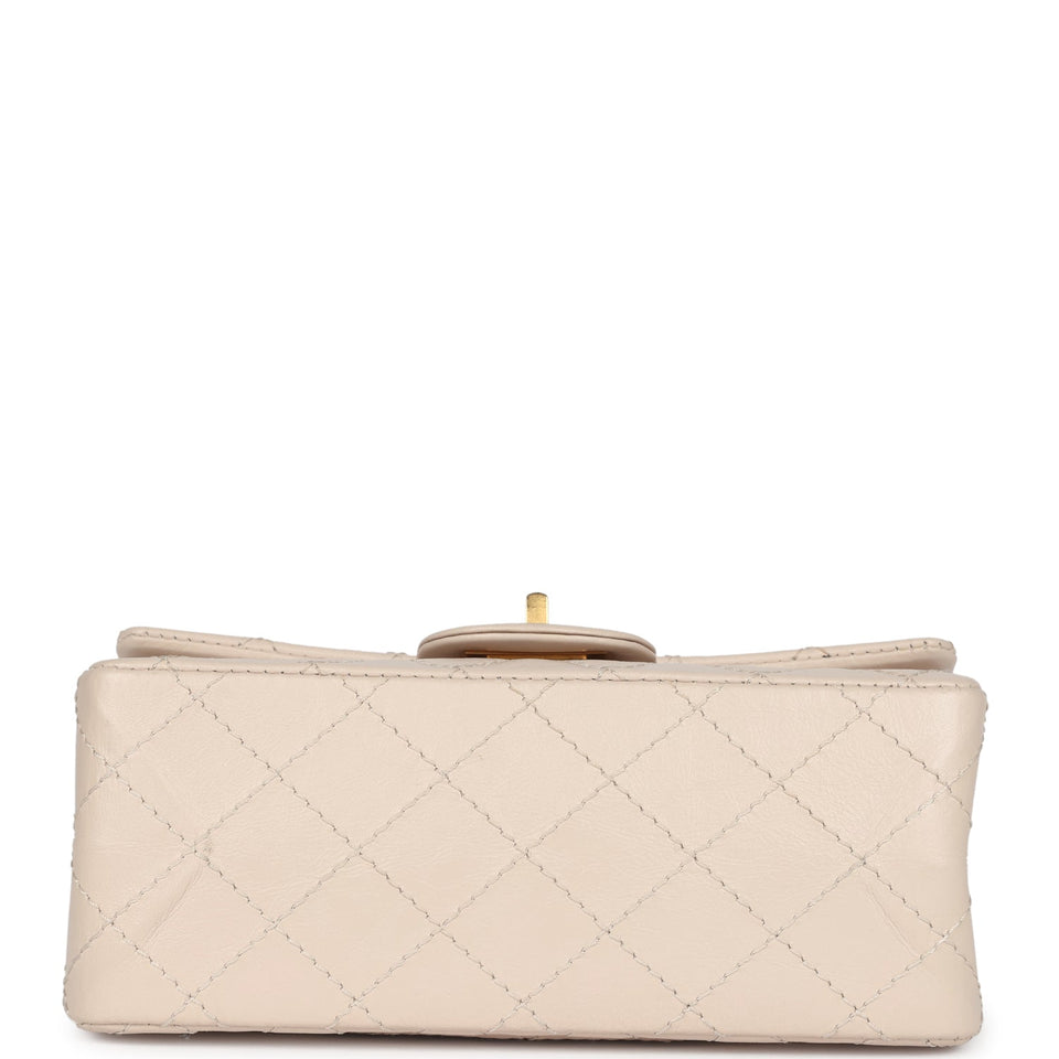 Chanel Mini Reissue 224 2.55 Flap Bag Beige Aged Calfskin Antique Gold Hardware