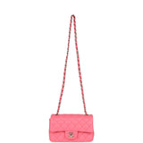 Chanel Mini Rectangular Flap Bag Hot Pink Lambskin Light Gold Hardware