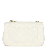 Chanel Mini Square Pearl Crush Flap Bag White Lambskin Antique Gold Hardware
