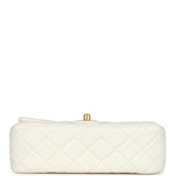 Chanel Mini Square Pearl Crush Flap Bag White Lambskin Antique Gold Hardware