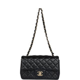 Chanel Mini Rectangular Flap Bag Black Lambskin Gold Hardware