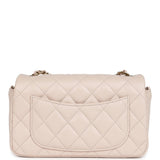 Chanel Mini Rectangular Flap Bag Light Beige Lambskin Light Gold Hardware