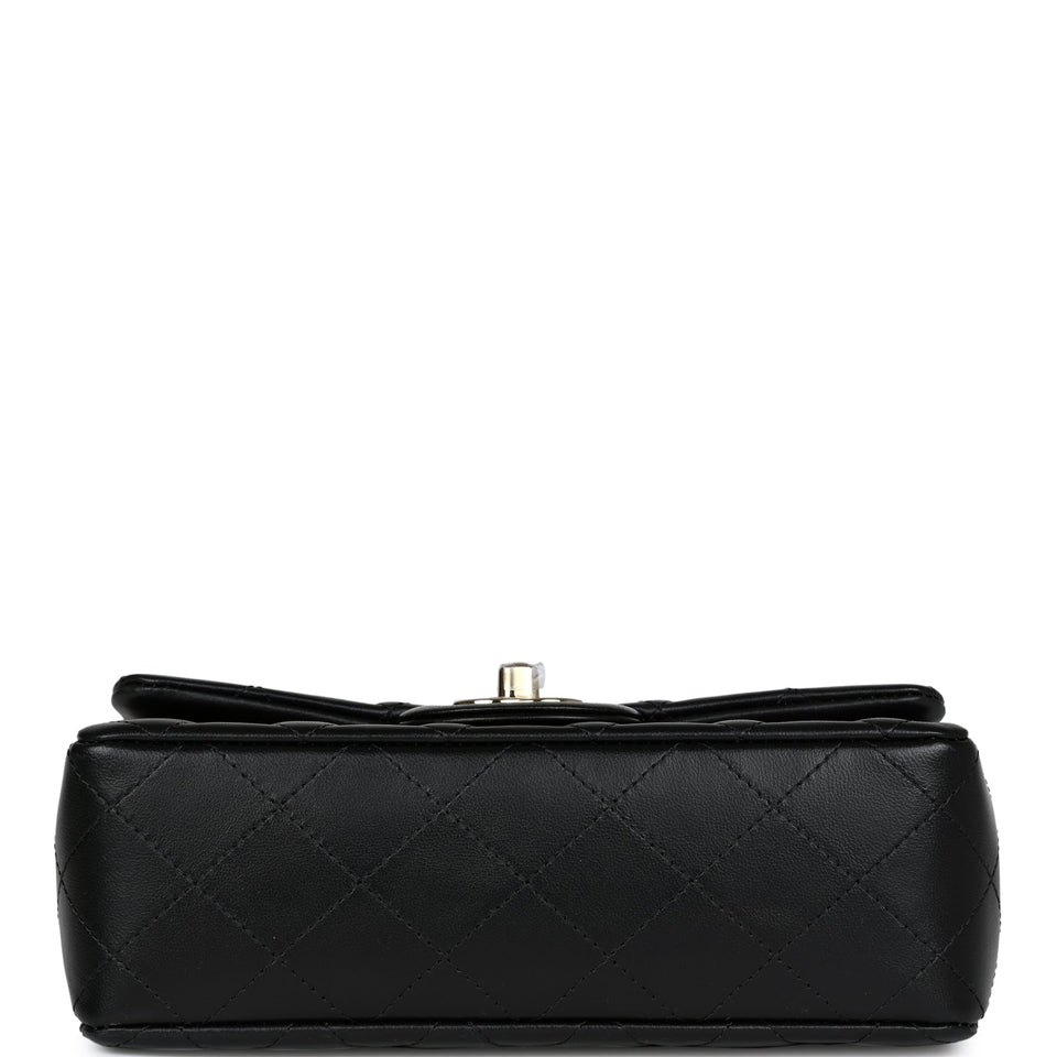 Chanel Mini Classic Rectangular Flap Bag Black Lambskin Light Gold Hardware