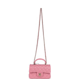 Chanel Mini Rectangular Flap with Top Handle Pink Lambskin Light Gold Hardware