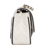 Chanel Mini Graphic Frame Flap Bag White and Black Lambskin Light Gold Hardware
