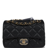 Chanel Mini Rectangular Flap Bag Black Shiny Caviar Gold Hardware