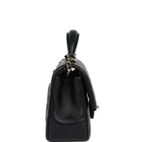 Chanel Mini Rectangular Top Handle Flap Bag Black Lambskin Light Gold Hardware