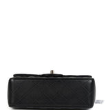 Chanel Mini Rectangular Top Handle Flap Bag Black Lambskin Light Gold Hardware