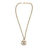 Chanel Vintage 24K Gold Plated Large Signature CC Logo Pendant Necklace