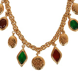 Chanel Vintage 24K Gold Plated Ruby and Emerald Gripoix Choker Necklace