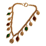 Chanel Vintage 24K Gold Plated Ruby and Emerald Gripoix Choker Necklace