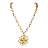 Chanel Vintage Gold Plated Gripoix Cocomark Pendant Necklace