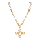Chanel Vintage Gold Plated CC Faux Pearl Pendant Necklace