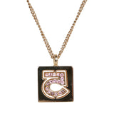 Chanel Vintage 24K Gold Plated Pink No.5 Rhinestone Pendant Necklace