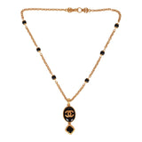 Chanel Vintage 24K Gold Plated Embossed CC Logo Pendant Necklace