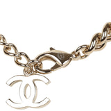 Chanel Light Gold Tone Wax Seal Logo and Rhinestone Star Necklace