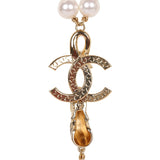 Chanel Layered Pearl, Gripoix, and Strass Gold Metal Fish Head Logo Necklace