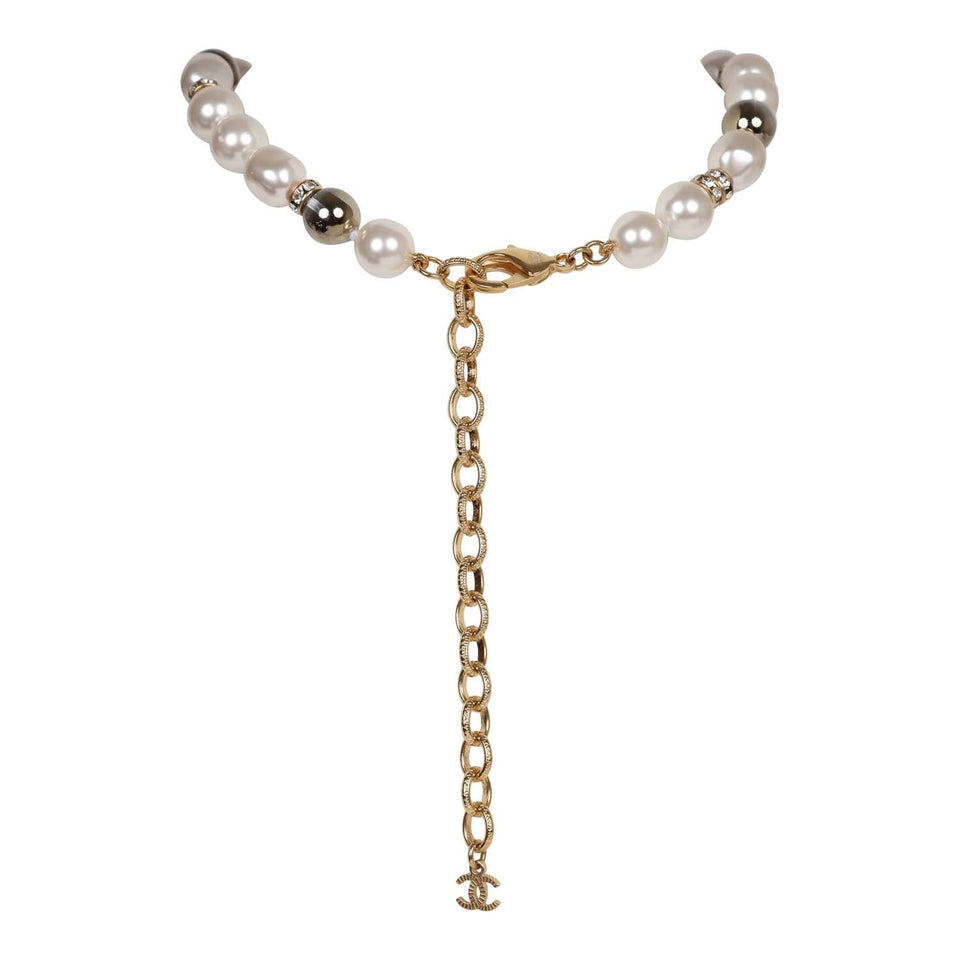 Chanel Pearl Choker with Clear Gripoix, Strass, and Gold