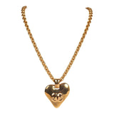 Chanel Vintage 24K Gold Plated Long CC Heart Pendant Necklace