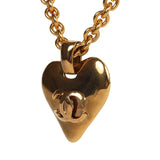 Chanel Vintage 24K Gold Plated Long CC Heart Pendant Necklace
