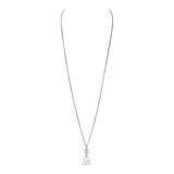Chanel Silver CC Crystal Choupette Cat Emoji Pendant Necklace
