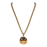Chanel Vintage 24K Gold Plated CC Quilted Oval Pendant Necklace