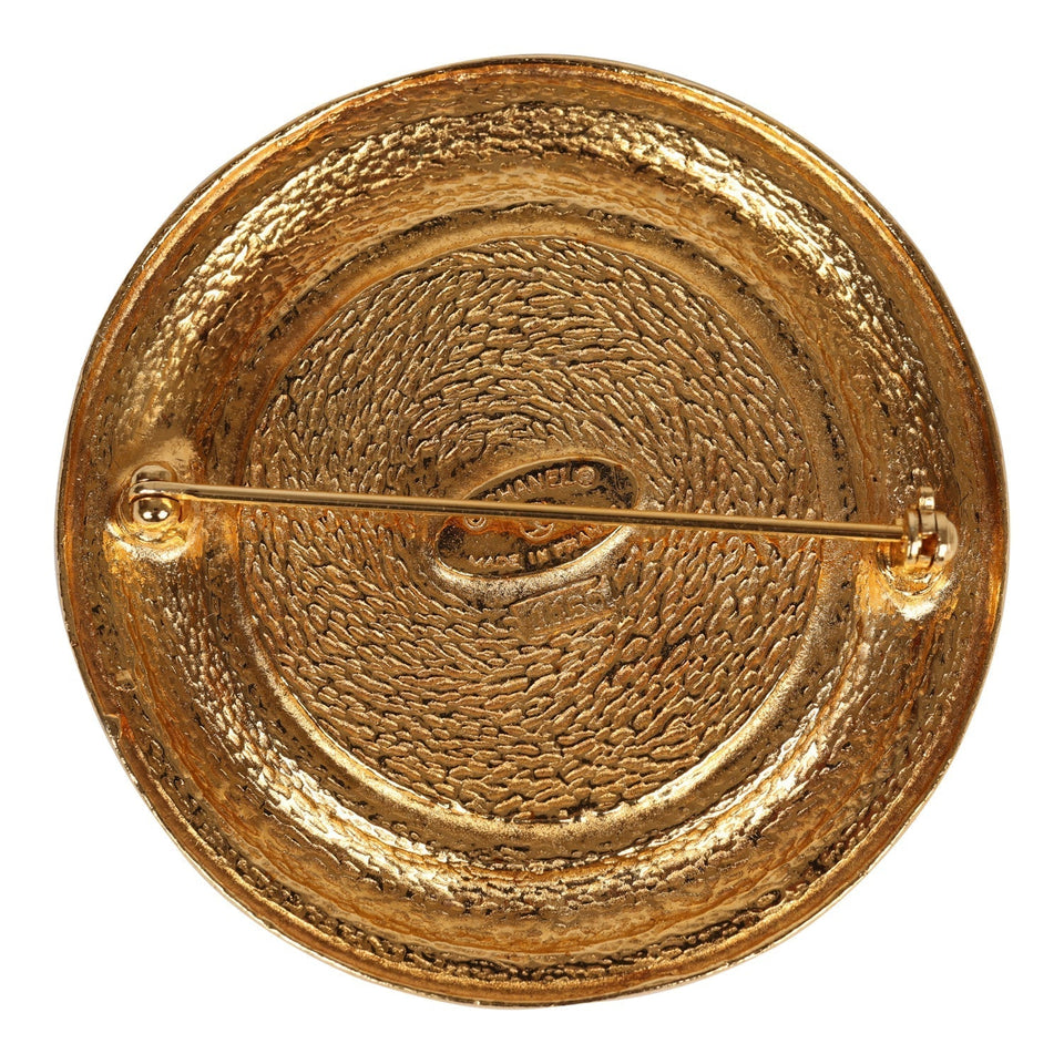 Chanel Vintage Rue Cambon Brooch Gold Metal