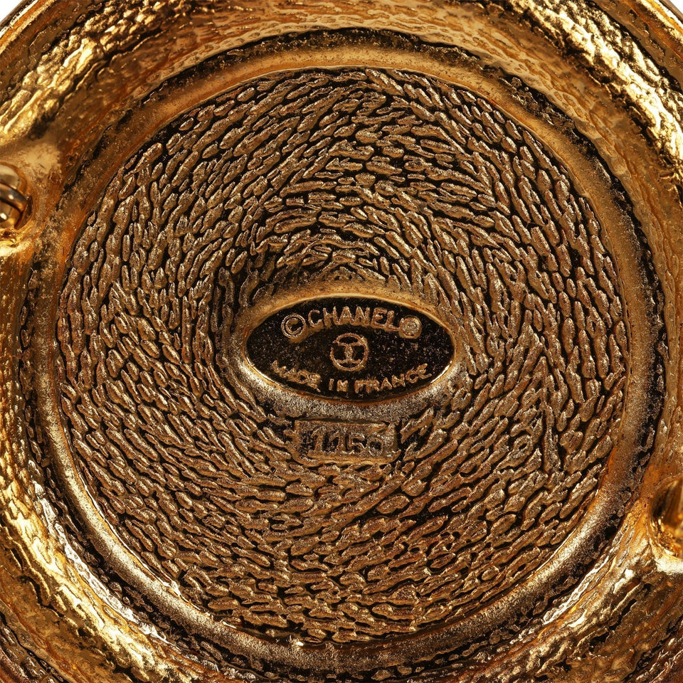 Chanel Vintage Rue Cambon Brooch Gold Metal
